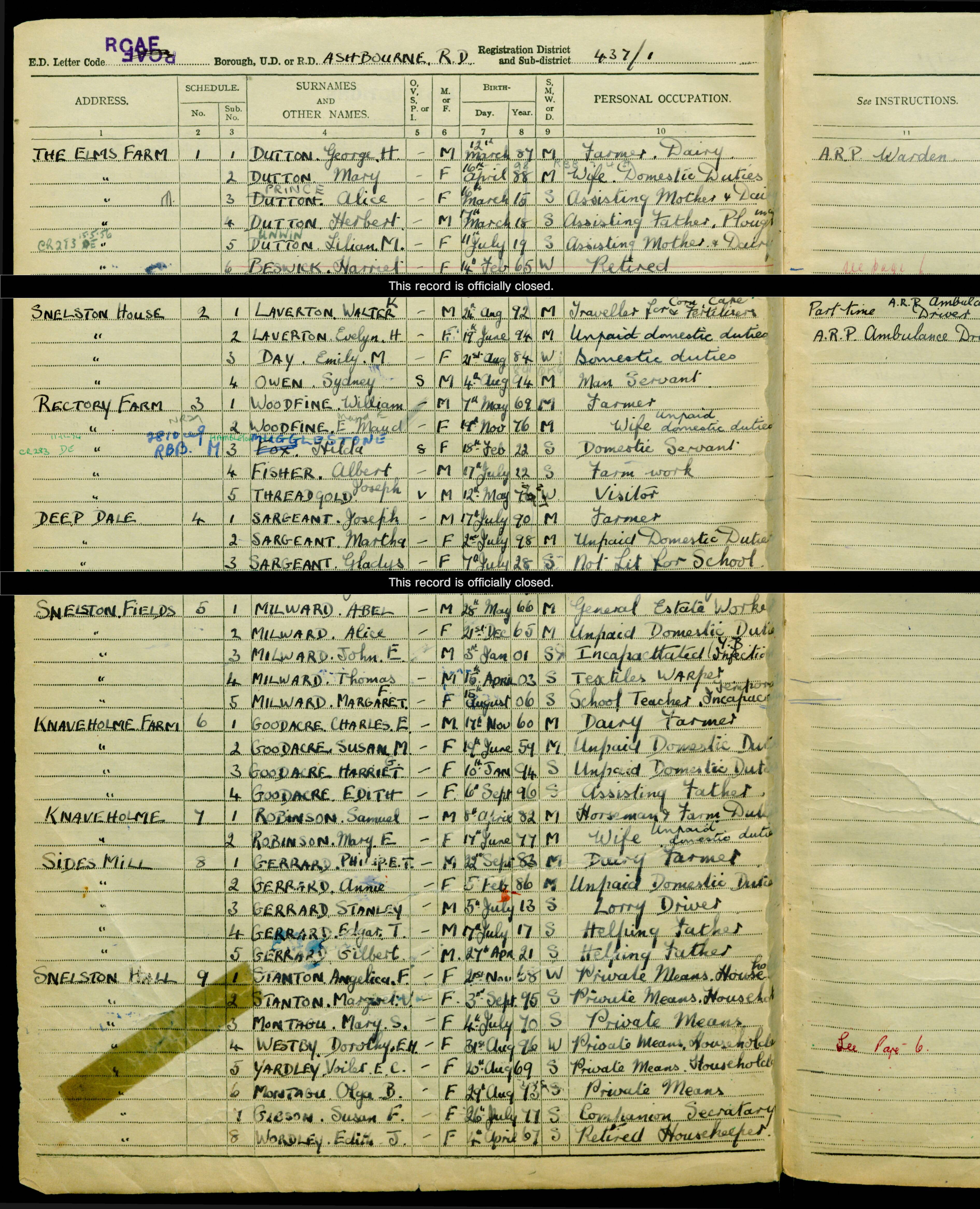 Abel Milward - 1939 Register